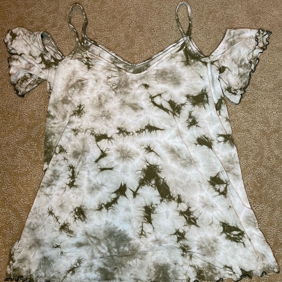 American Eagle Soft&Sexy Small Green/White Tie Dye Tank Top - Picture 4 of 8